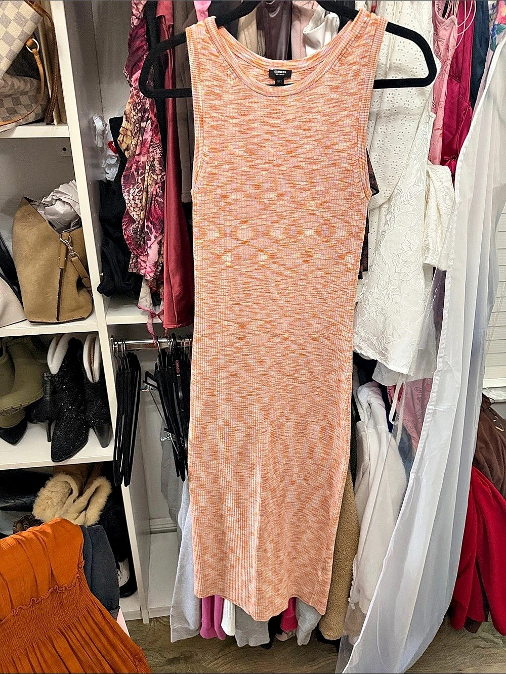 Express Body Contour Ribbed Midi Dress Orange & White Geometric Maxi Dress Size